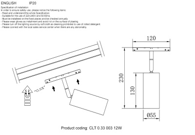 Светильник трековый магнитный Crystal Lux CLT 0.33 003 12W BL TUYA